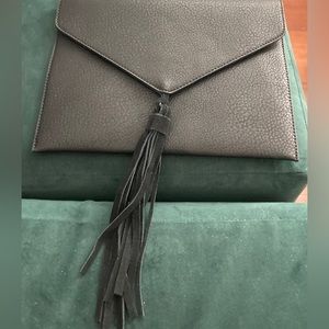 Street Level Black Envelope Clutch Bag with Tassel- Elegant & Chic!